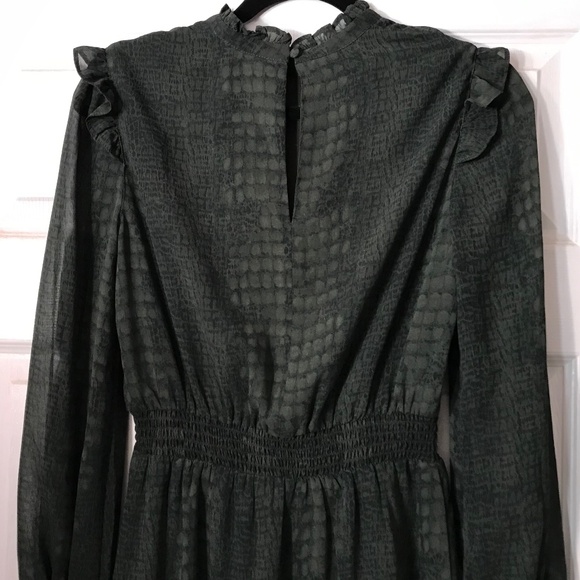 Dark Green and Black Snake Print Retro Style Dress - Picture 5 of 7